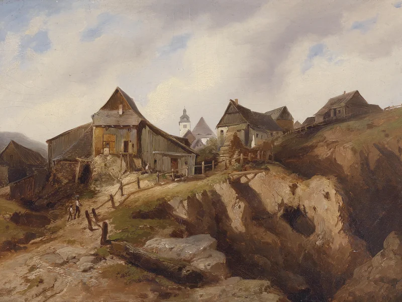 1823-Heinrich Eduard Müller - Villaggio vicino ad Altenberg